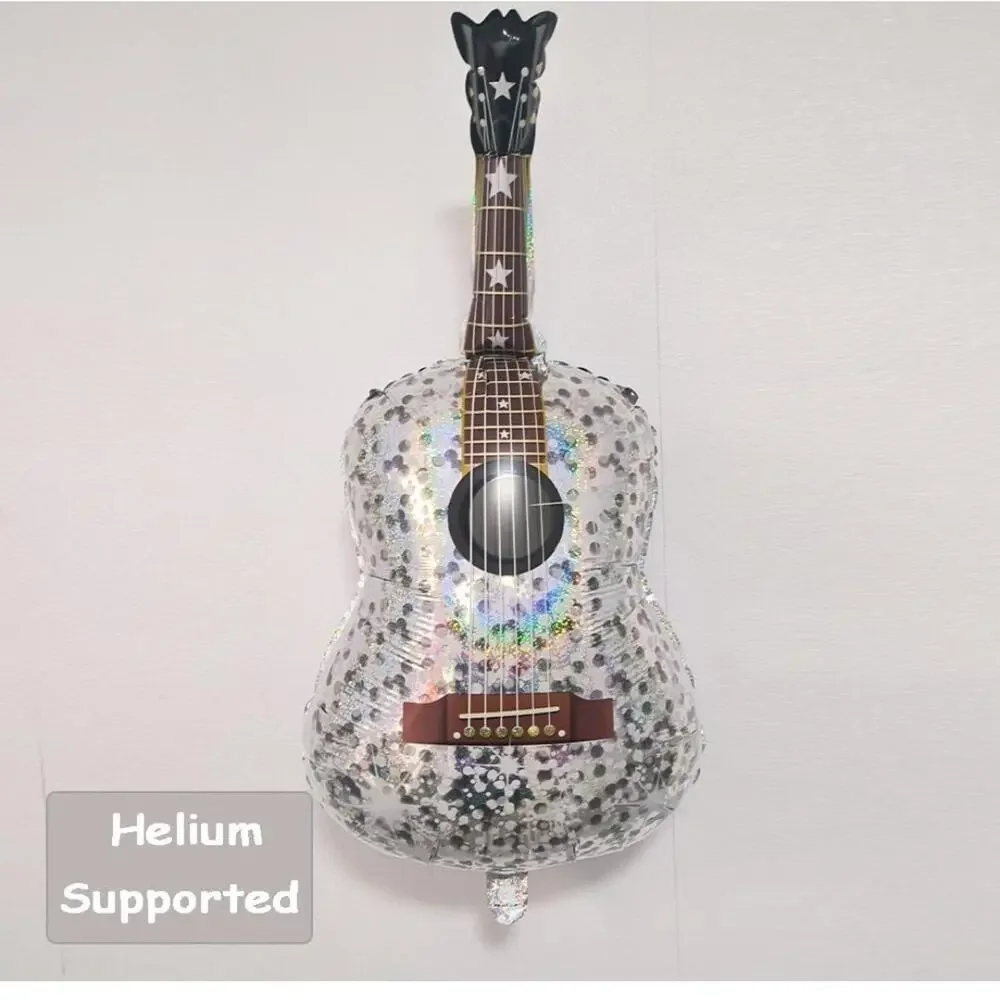 Inflatable Silver Kpop Guitar Balloons 22 Inch Disco Ball Music Note Demon Theme